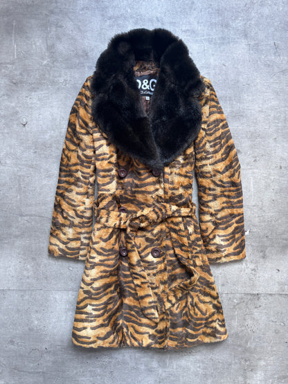 2000's Dolce & Gabanna Tiger Print Double Breasted Overcoat
