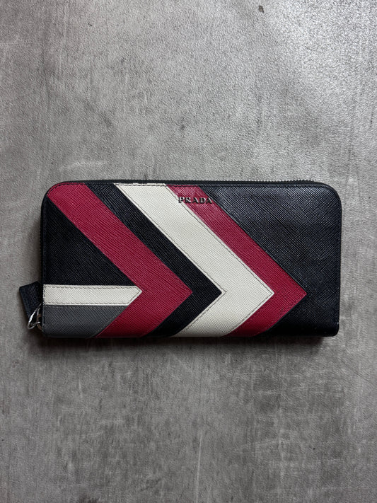 Prada Saffiano Leather Colour Block Continental Wallet