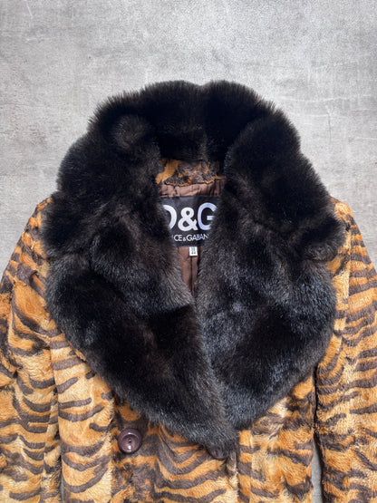 2000's Dolce & Gabanna Tiger Print Double Breasted Overcoat
