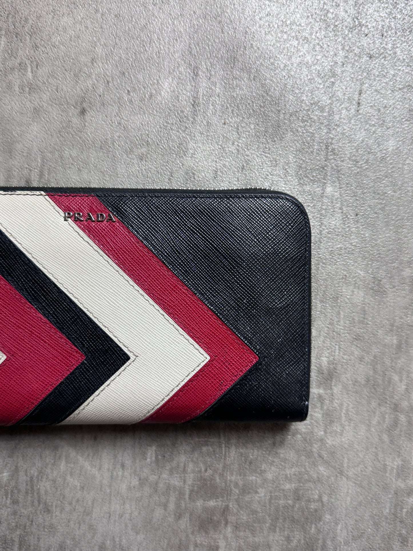 Prada Saffiano Leather Colour Block Continental Wallet