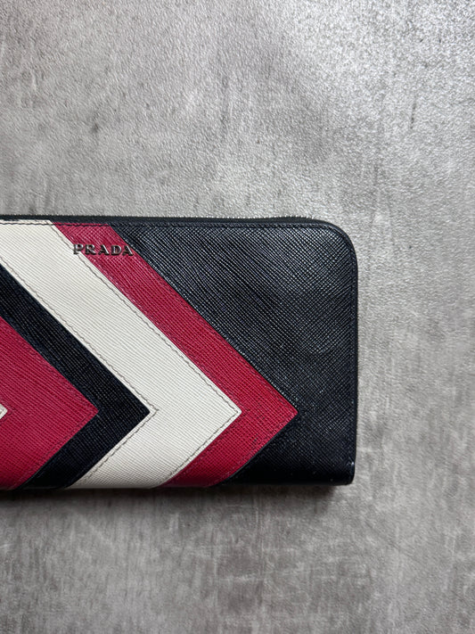 Prada Saffiano Leather Colour Block Continental Wallet