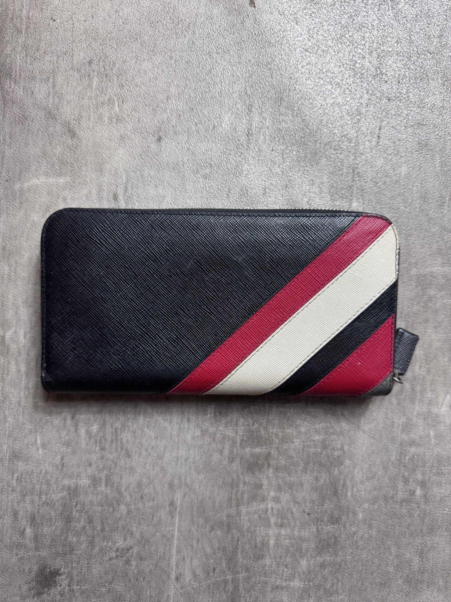 Prada Saffiano Leather Colour Block Continental Wallet