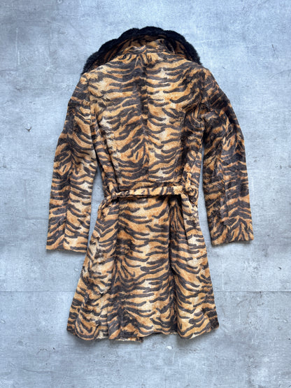 2000's Dolce & Gabanna Tiger Print Double Breasted Overcoat