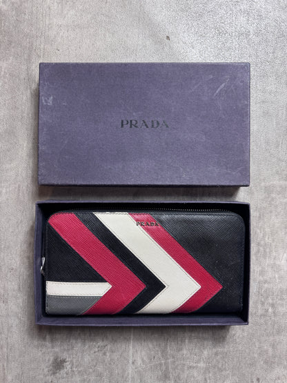 Prada Saffiano Leather Colour Block Continental Wallet