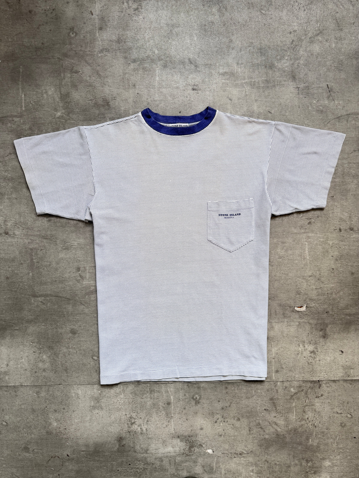 1980's Stone Island Marina Vertical Stripe Pocket Tee