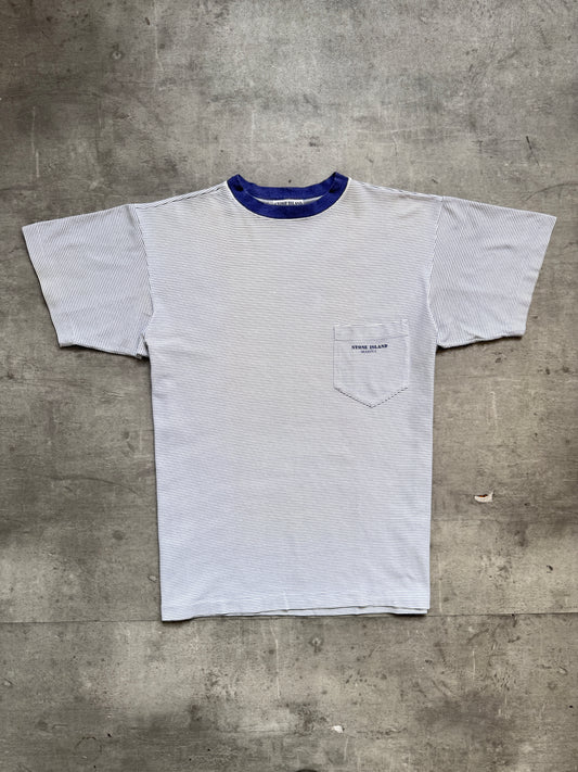 1980's Stone Island Marina Vertical Stripe Pocket Tee