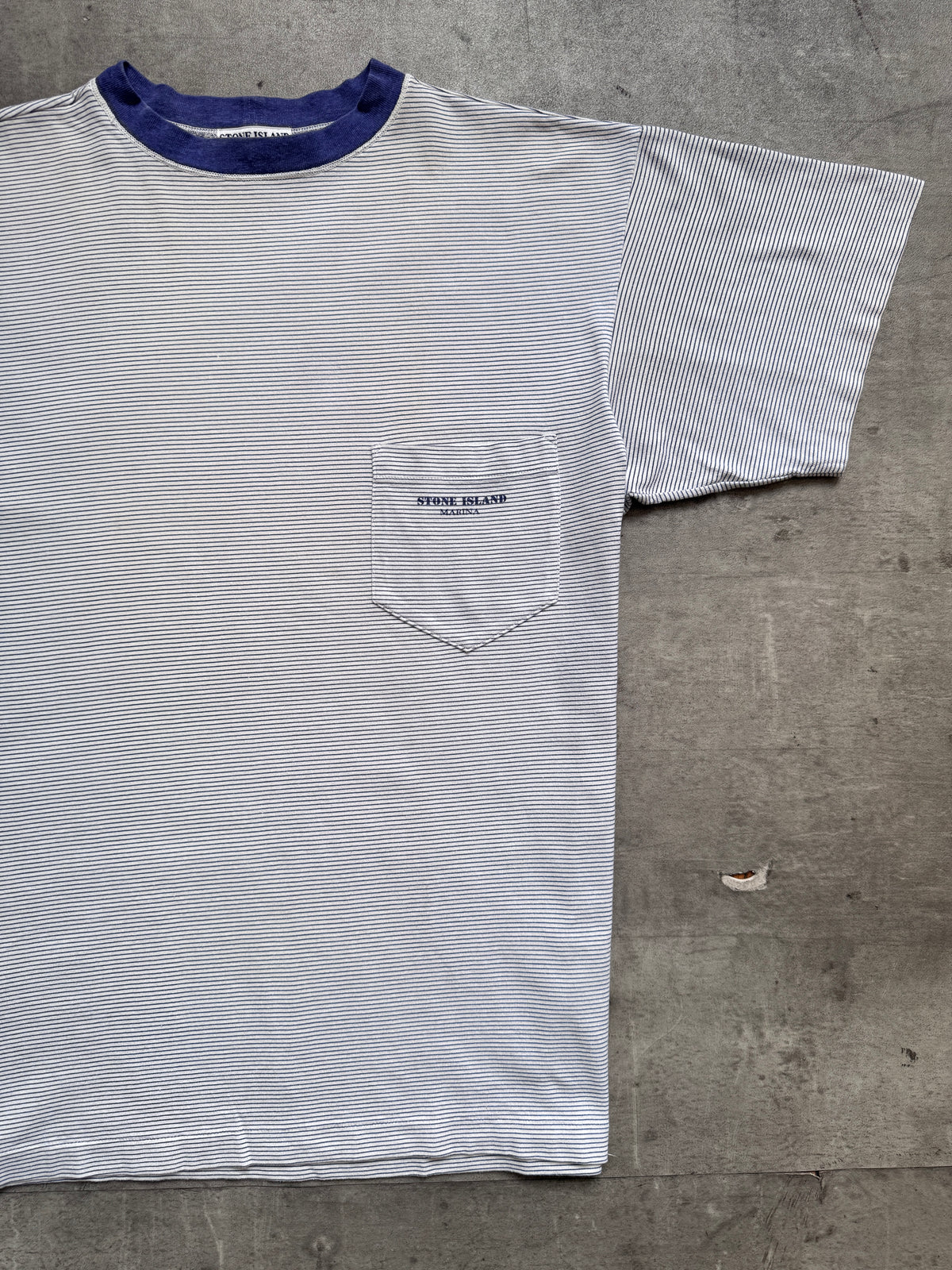 1980's Stone Island Marina Vertical Stripe Pocket Tee