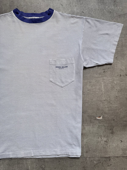 1980's Stone Island Marina Vertical Stripe Pocket Tee