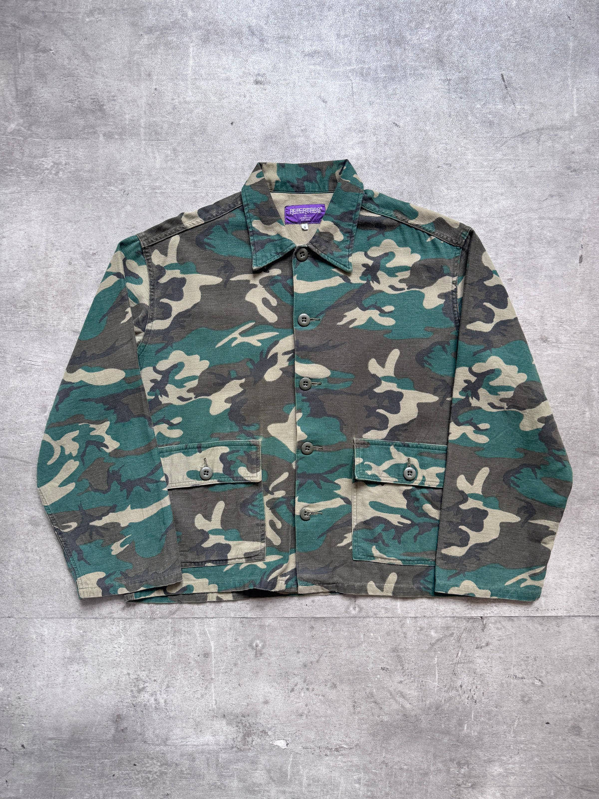 Nepenthes Japan Sateen Cotton Cropped BDU Military Shirt