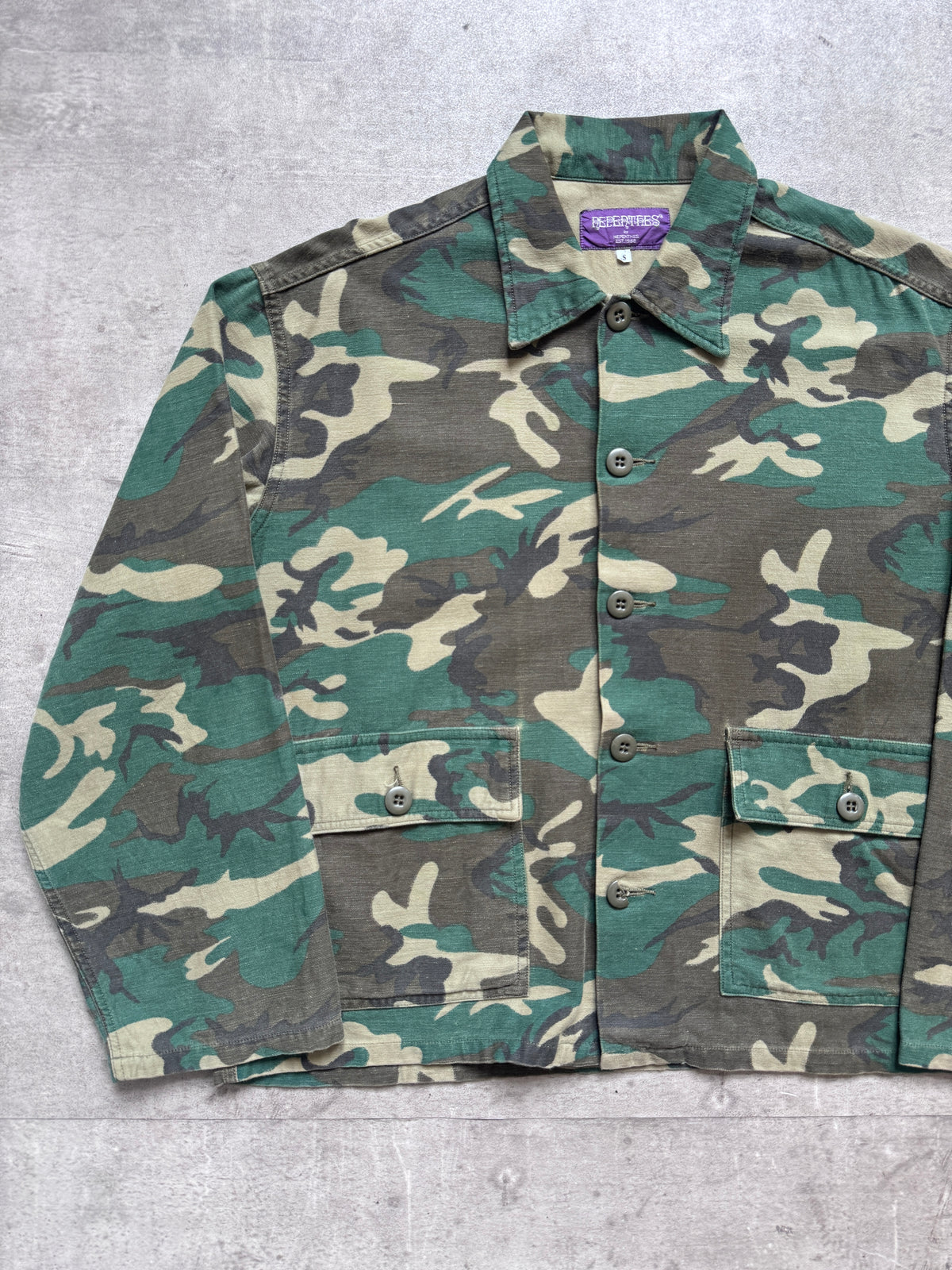 Nepenthes Japan Sateen Cotton Cropped BDU Military Shirt