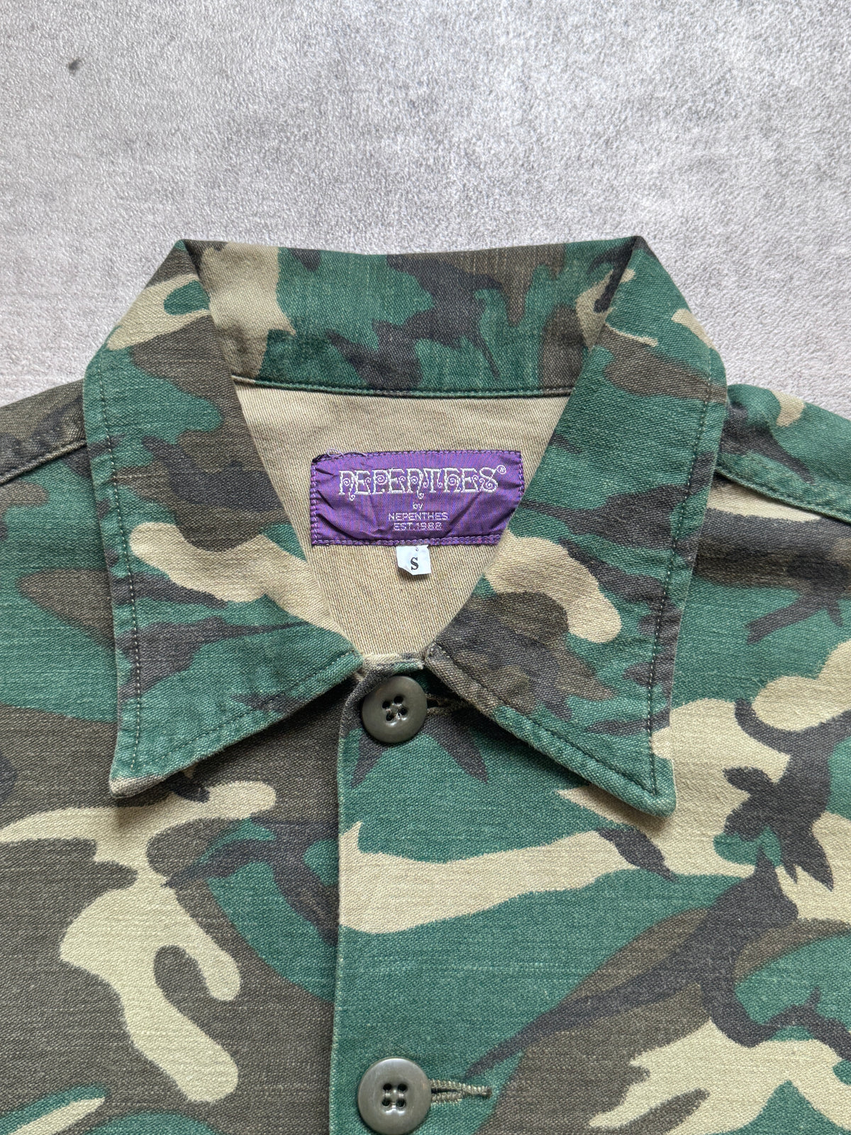 Nepenthes Japan Sateen Cotton Cropped BDU Military Shirt