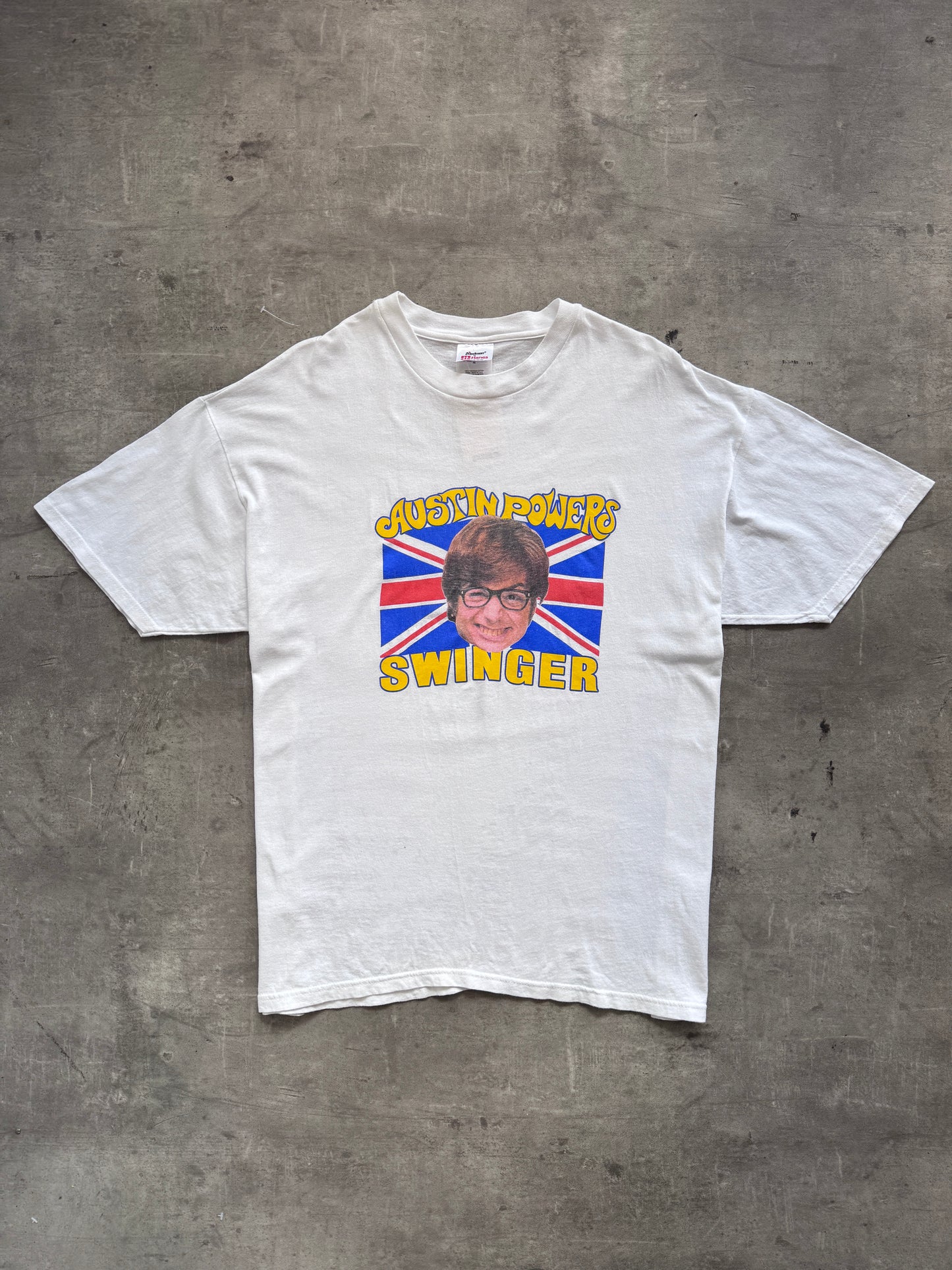 1998 Austin Powers "Swinger" Union Jacket Movie Promo Graphic Tee