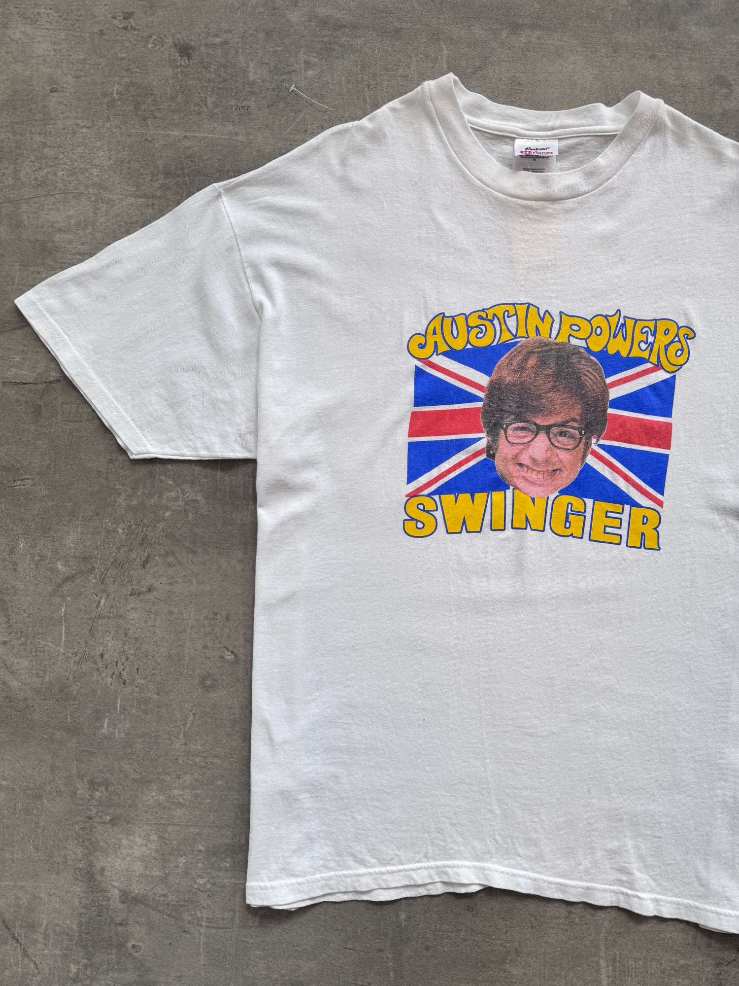 1998 Austin Powers "Swinger" Union Jacket Movie Promo Graphic Tee