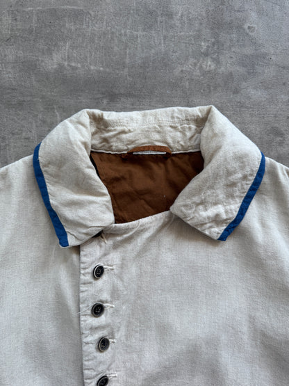 Kapital Japan Contrast Trim Asymmetrical Linen Jacket