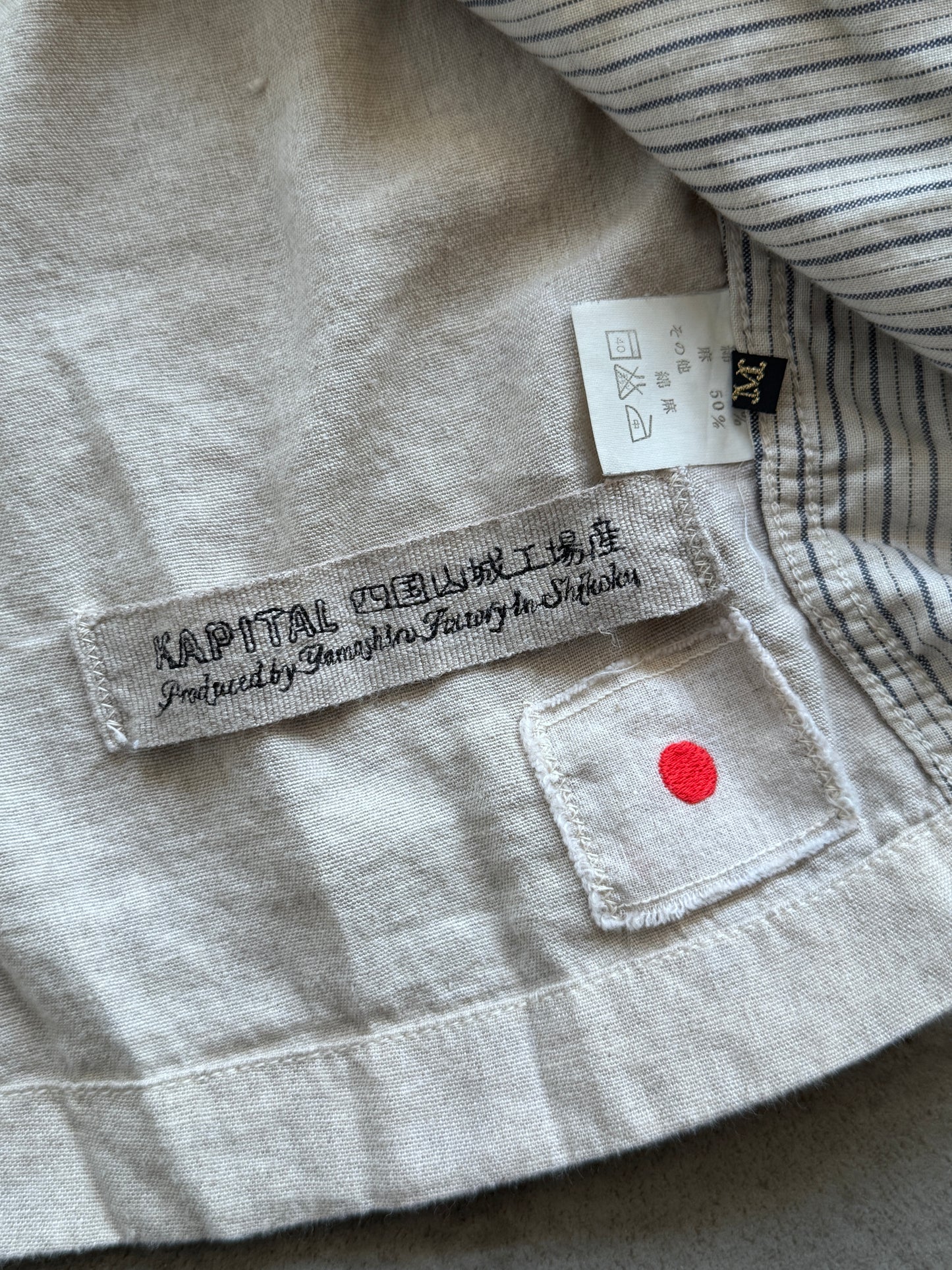 Kapital Japan Contrast Trim Asymmetrical Linen Jacket
