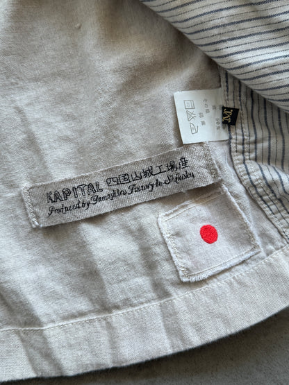 Kapital Japan Contrast Trim Asymmetrical Linen Jacket
