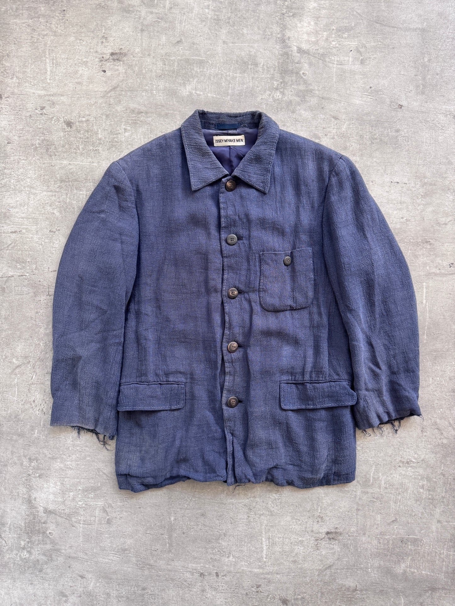 S/S 1997 Issey Miyake Linen Flax Distressed Three Pocket Jacket