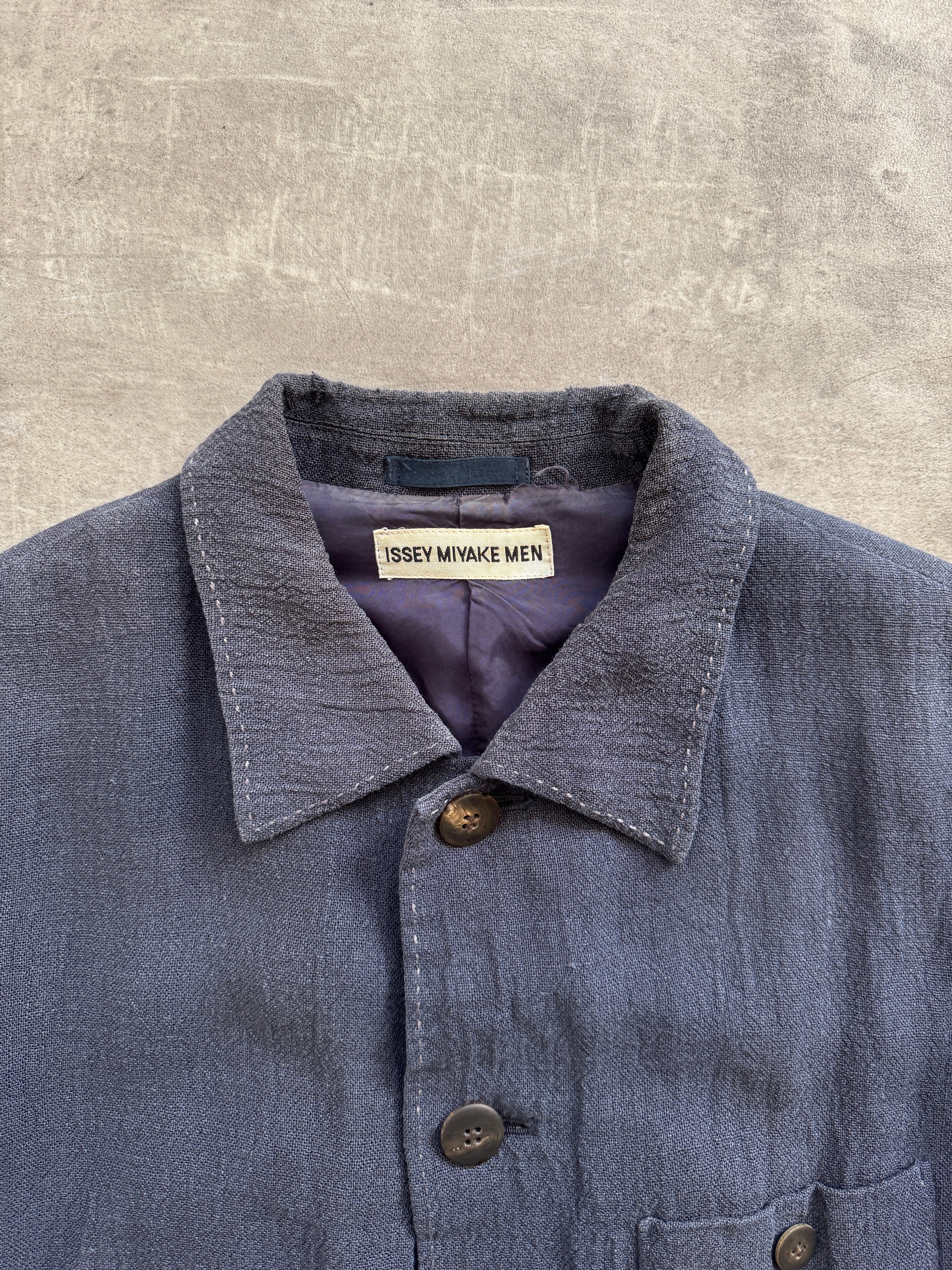 S/S 1997 Issey Miyake Linen Flax Distressed Three Pocket Jacket