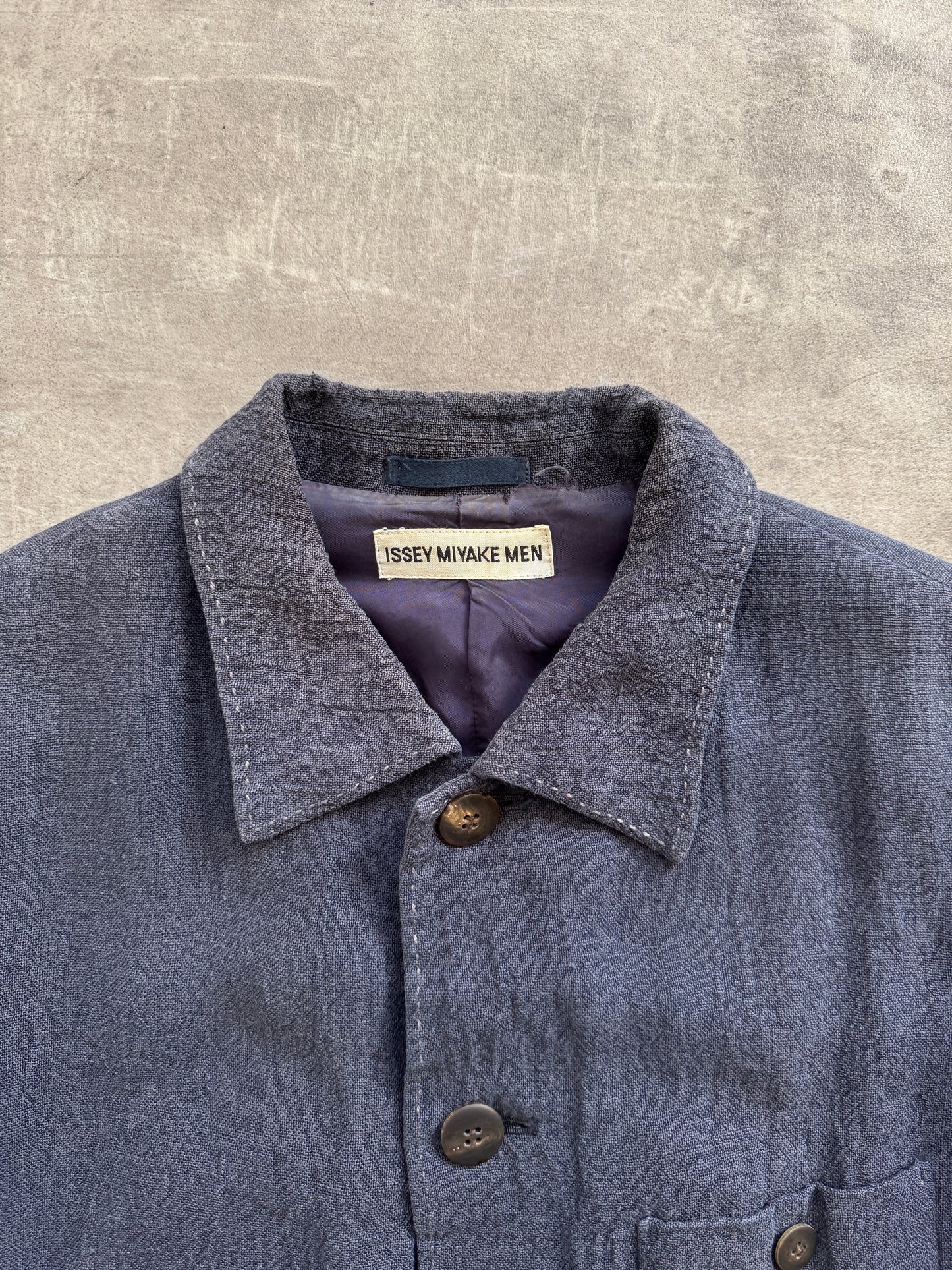 S/S 1997 Issey Miyake Linen Flax Distressed Three Pocket Jacket
