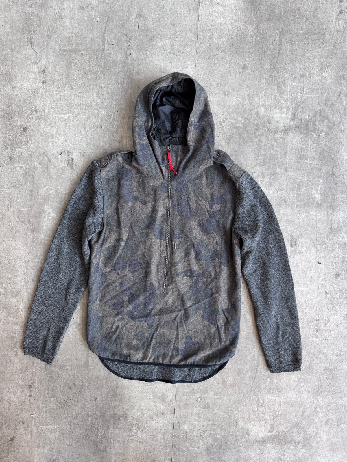 Prada Sport Grey Camo Full Zip Wool Jacket