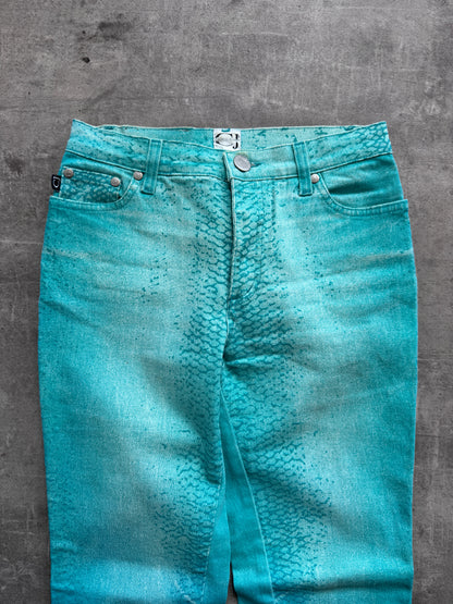 Cavalli Jeans Snake Embellished Print Bootcut Trousers