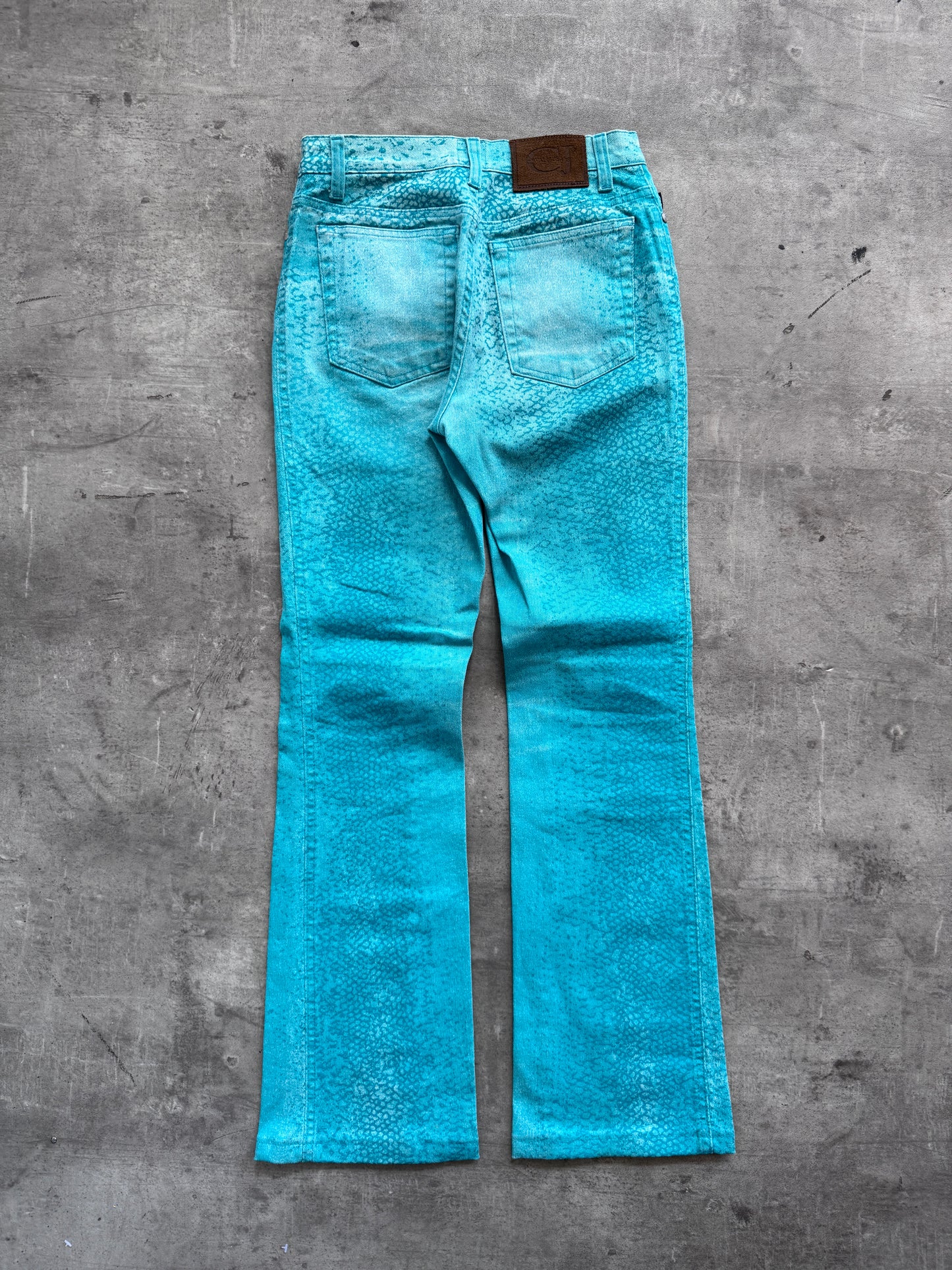 Cavalli Jeans Snake Embellished Print Bootcut Trousers
