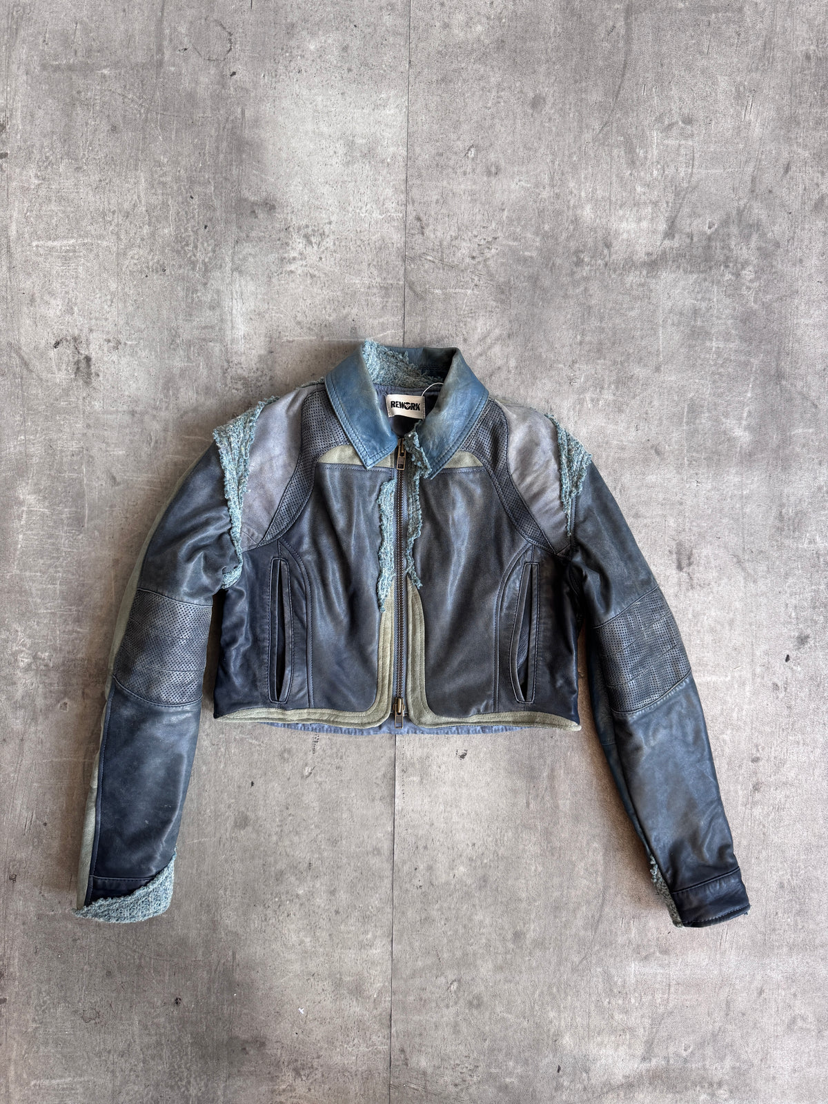 VT Rework: Teal Blue Two Wool/Leather Bomber