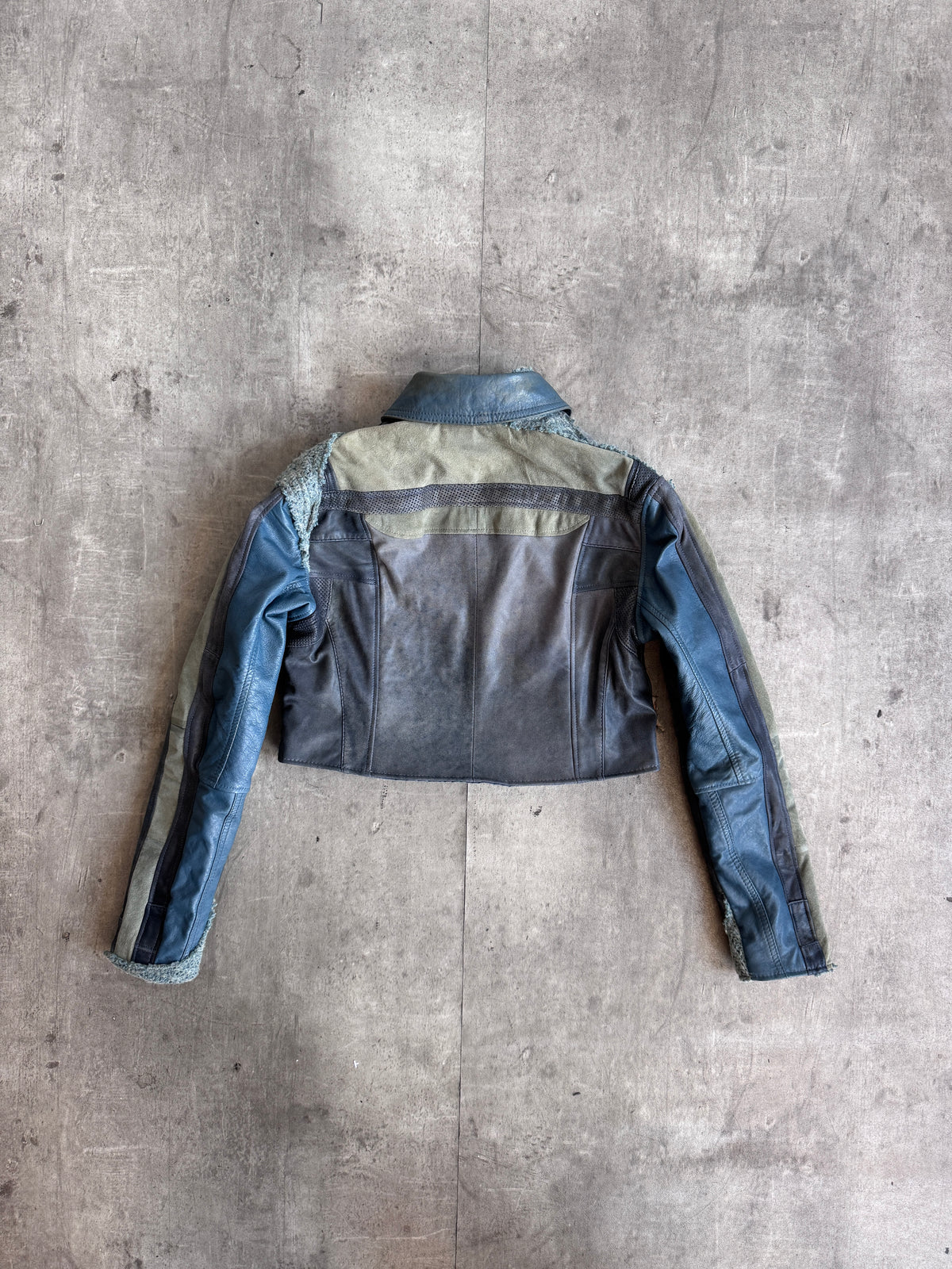 VT Rework: Teal Blue Two Wool/Leather Bomber