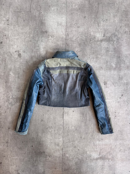 VT Rework: Teal Blue Two Wool/Leather Bomber