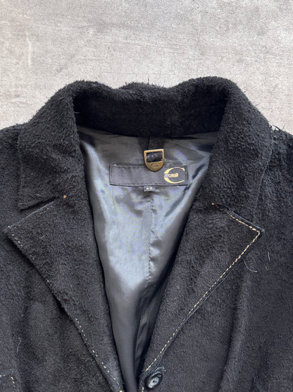 Just Cavalli Fur Sleeve Suede Leather Belted Blazer