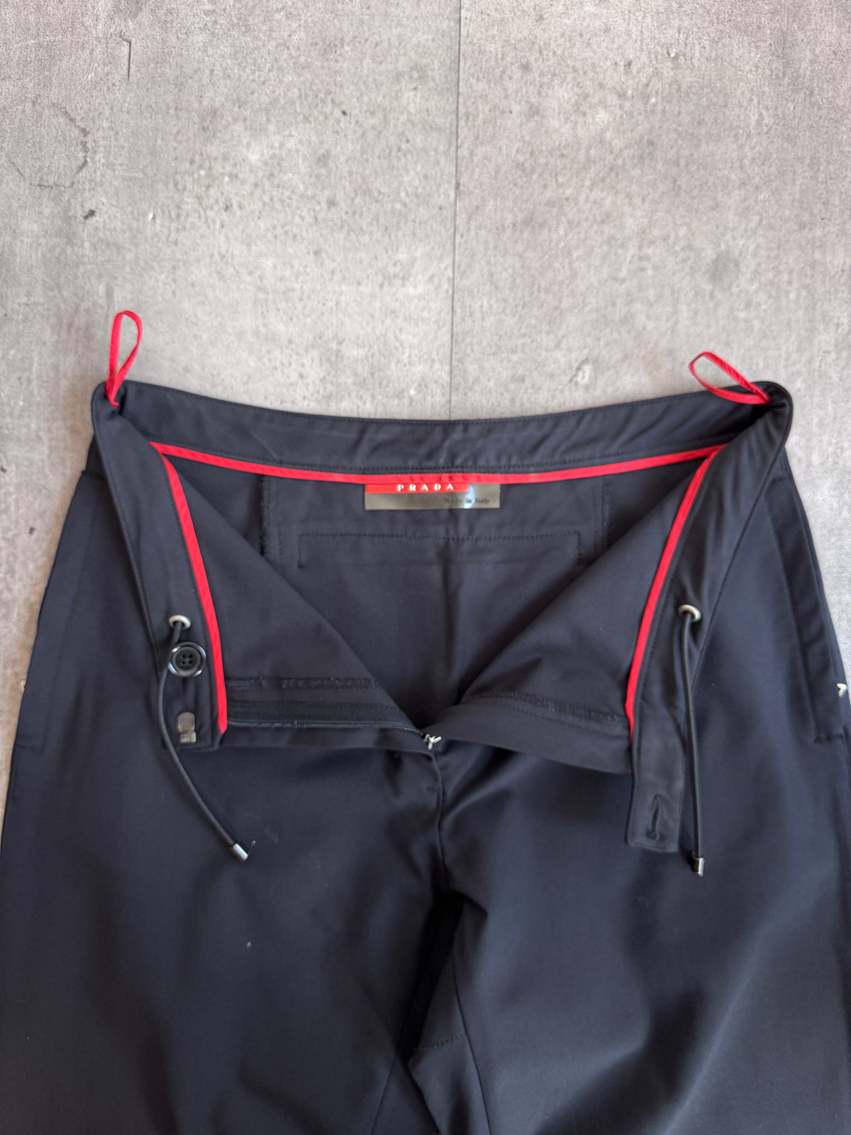 2002 Prada Sport Black Technical Red Tab Trousers