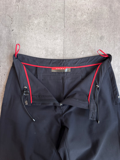 2002 Prada Sport Black Technical Red Tab Trousers