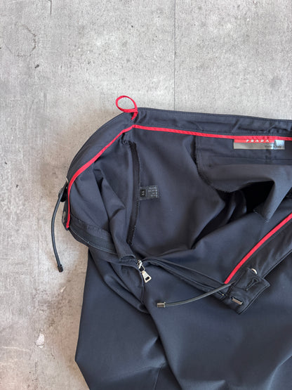 2002 Prada Sport Black Technical Red Tab Trousers