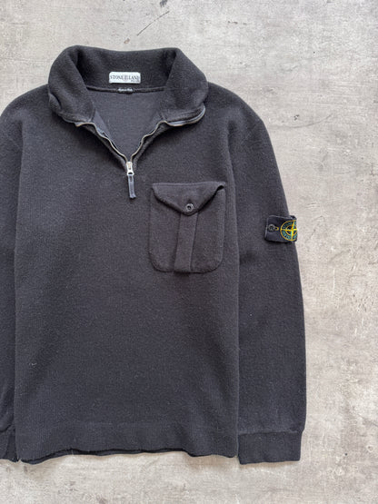 A/W 2001 Stone Island Paul Harvey 1/4 Zip Military Wool Fleece