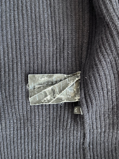 00's Prada High-Neck Ribbed Button Up Knit