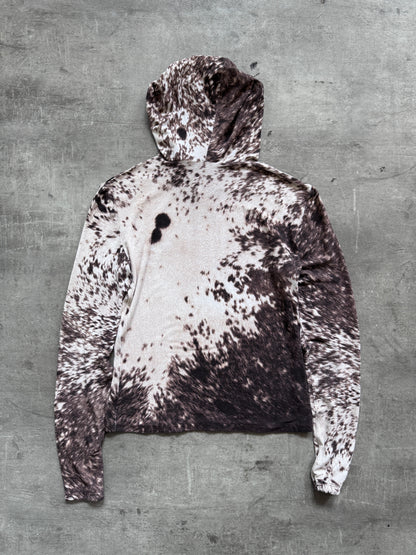 Roberto Cavalli Cowprint Hooded Lightweight LS Crop Top