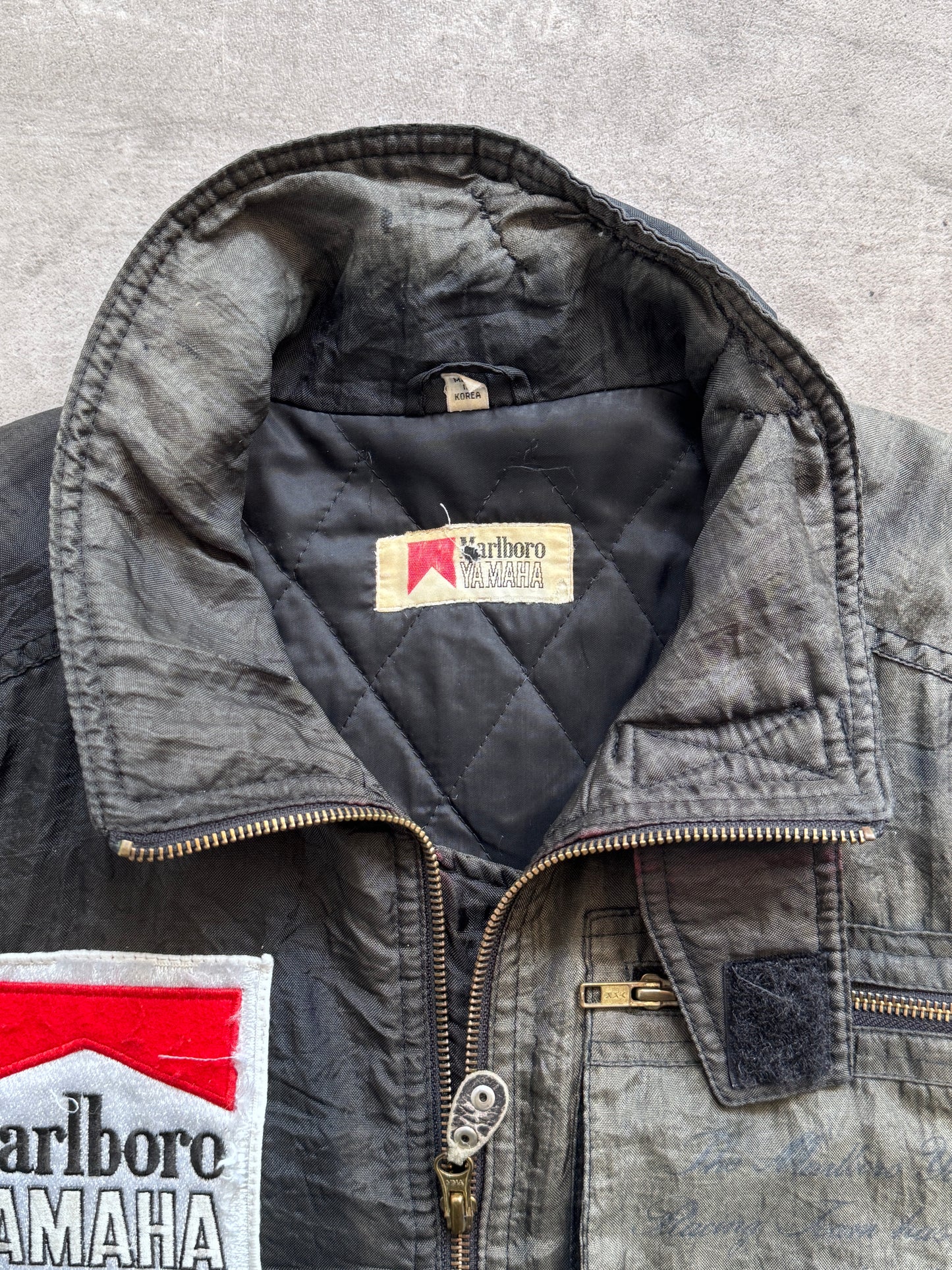 1980's Marlboro Yamaha Racing Team Sunfaded Nylon Crinkle Blouson