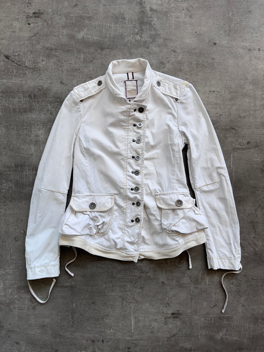 Marithé + Francois Girbaud White Cotton Napoleon Jacket