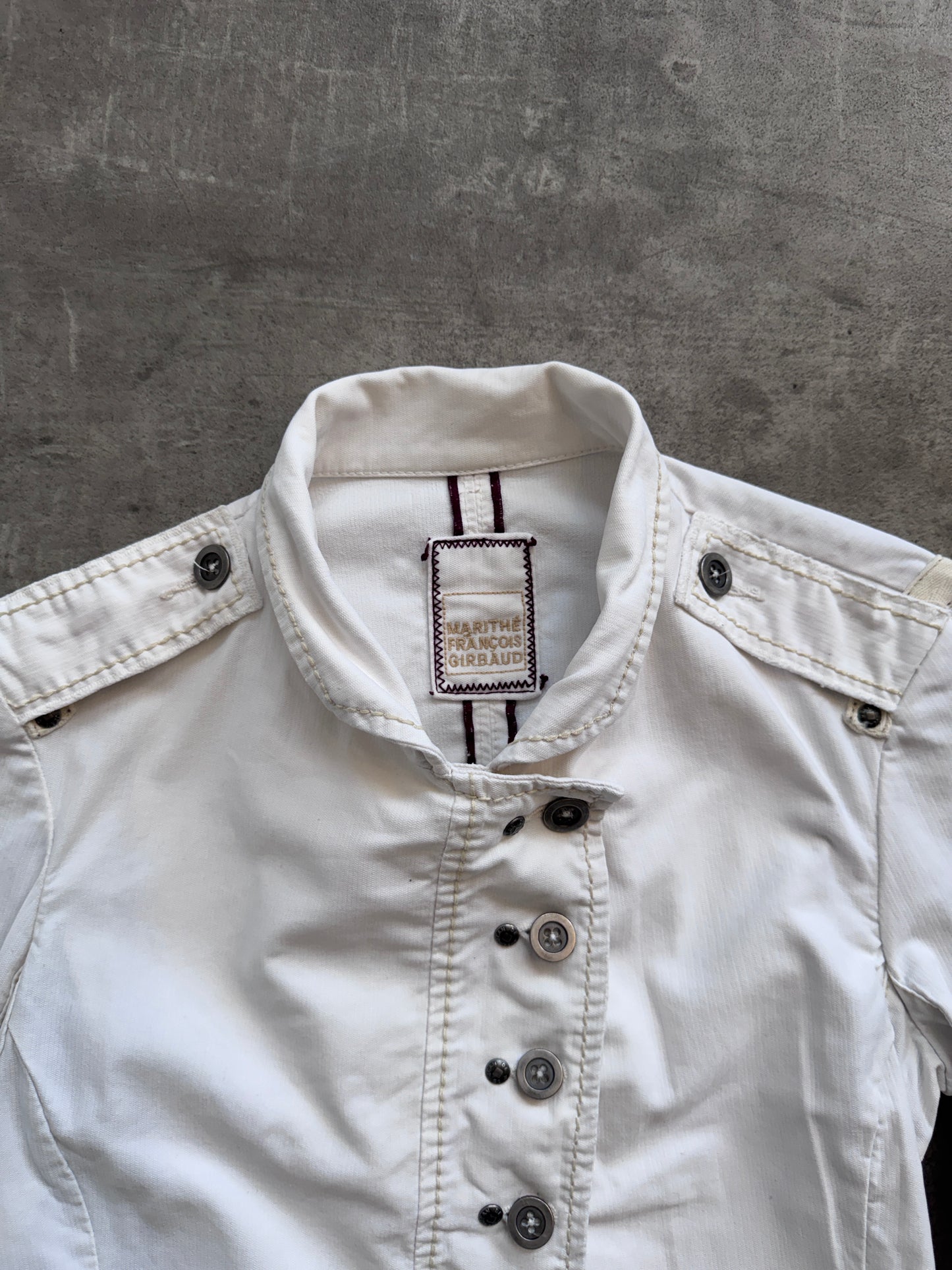 Marithé + Francois Girbaud White Cotton Napoleon Jacket