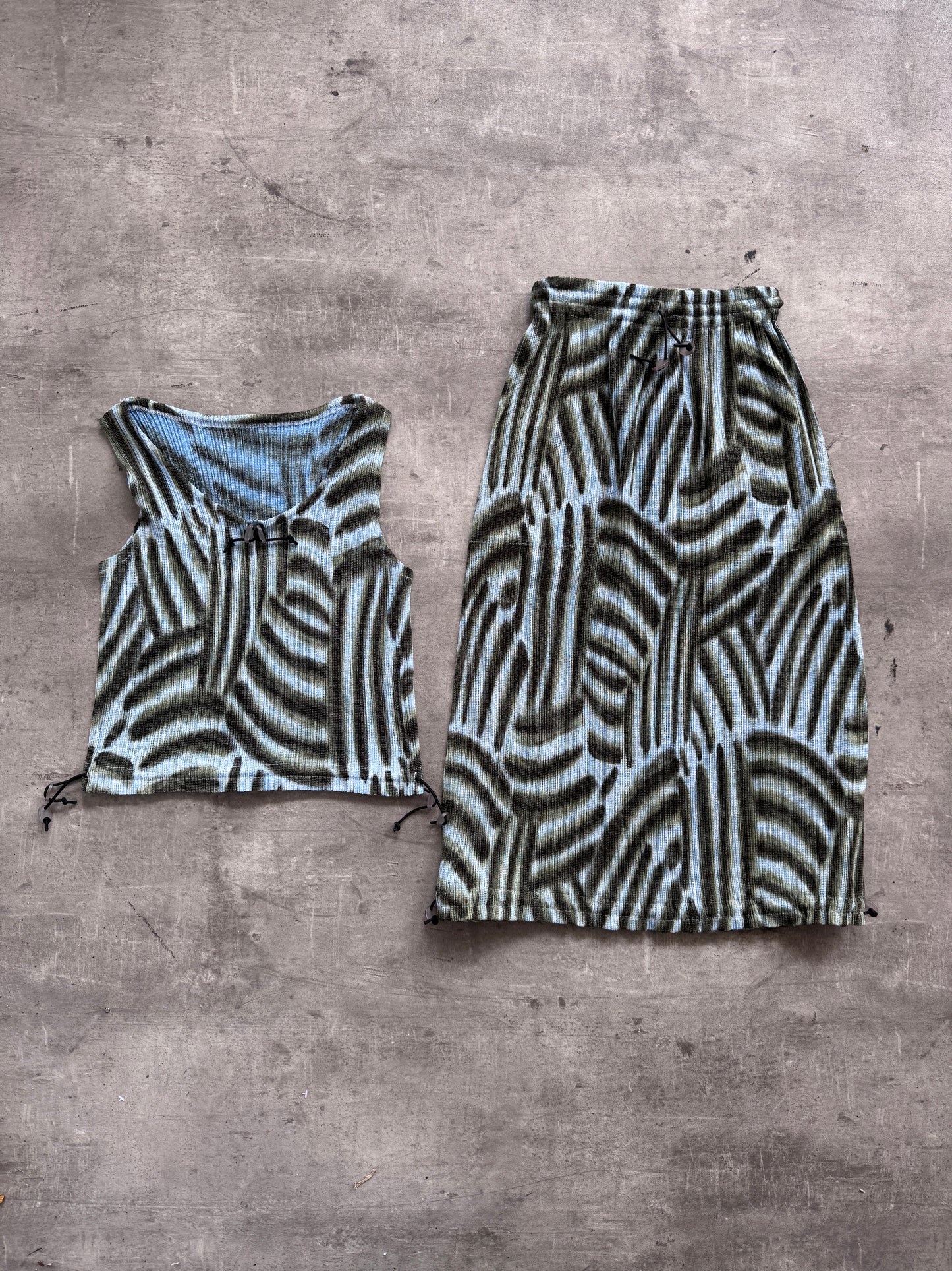 Issey Miyake Brushstroke Pleated Two-Piece Set