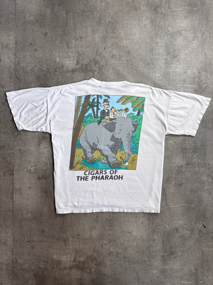 XY Body Adventures of TinTin 90's Distressed White Graphic Tee