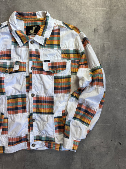 Mr.Junko Jeans White Plaid Lightweight Button Down Jacket