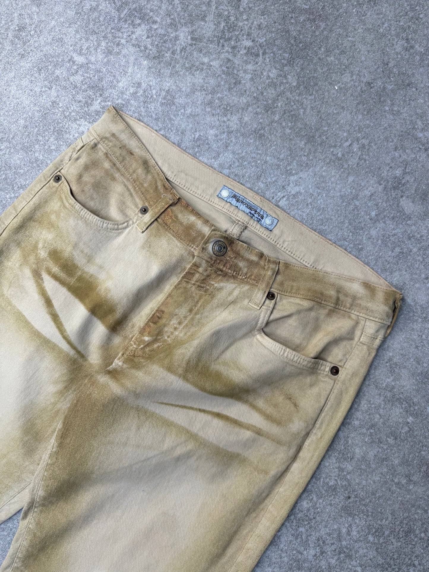 Fornarina Beige Wash Denim flared Jeans