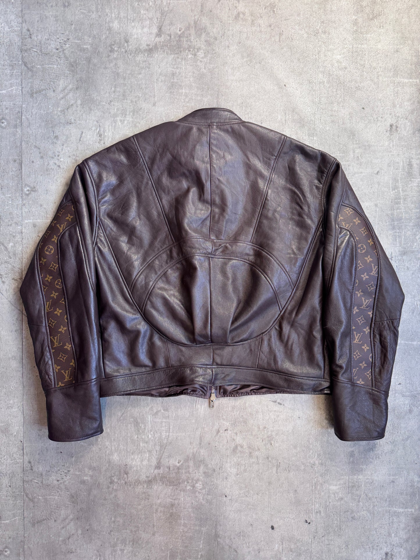VT Rework: Louis Vuitton Monogram Brown Leather Jacket
