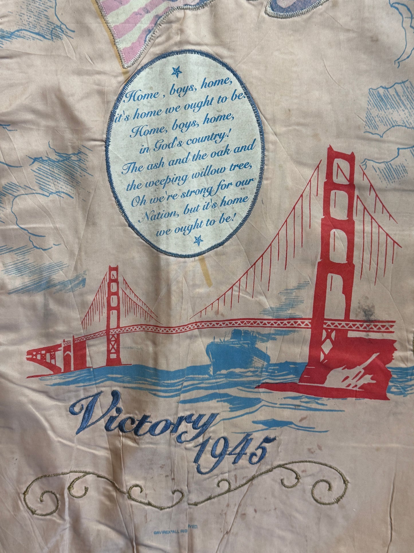 Avirex D-Day 50th Anivversary Brown Leather A2 Painted Bomber Jacket