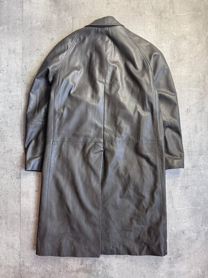 Burberry Nova Check Lined Brown Leather Trench Coat