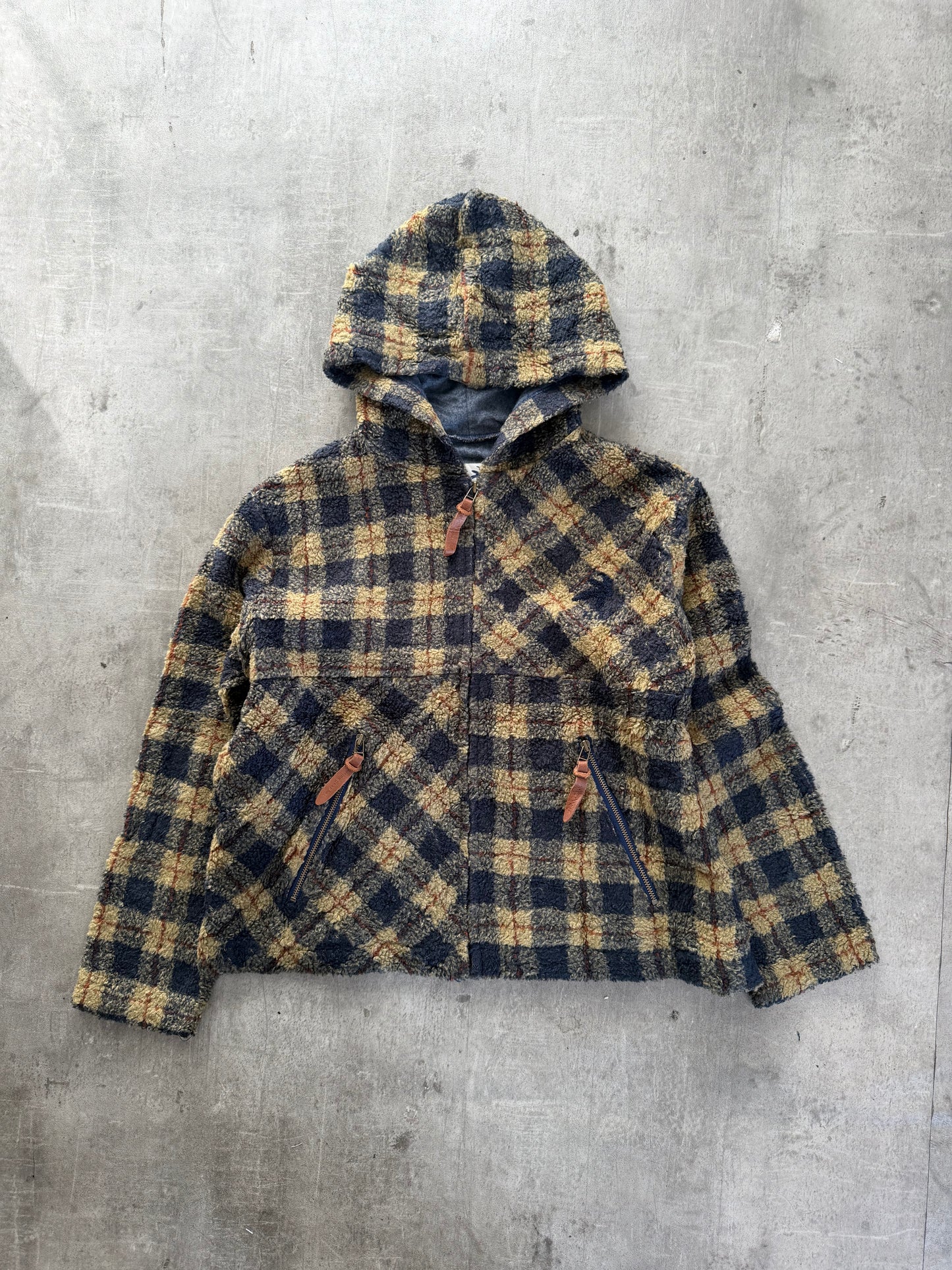 Hai Sporting Gear Issey Miyake Dark Check Sherpa Hooded Fleece Jacket