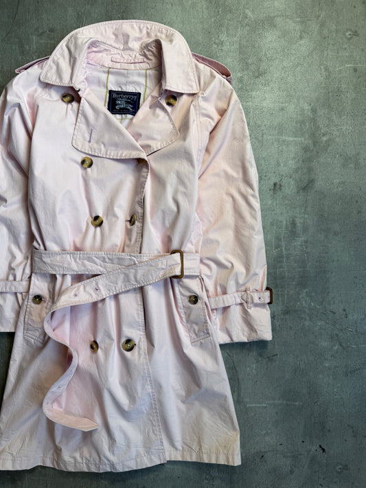 Burberry Baby Pink Belted Half Lined Trench Coat