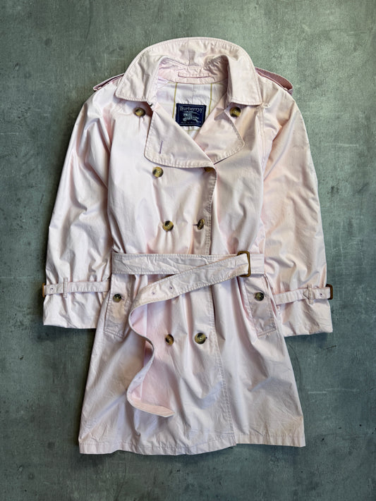 Burberry Baby Pink Belted Half Lined Trench Coat