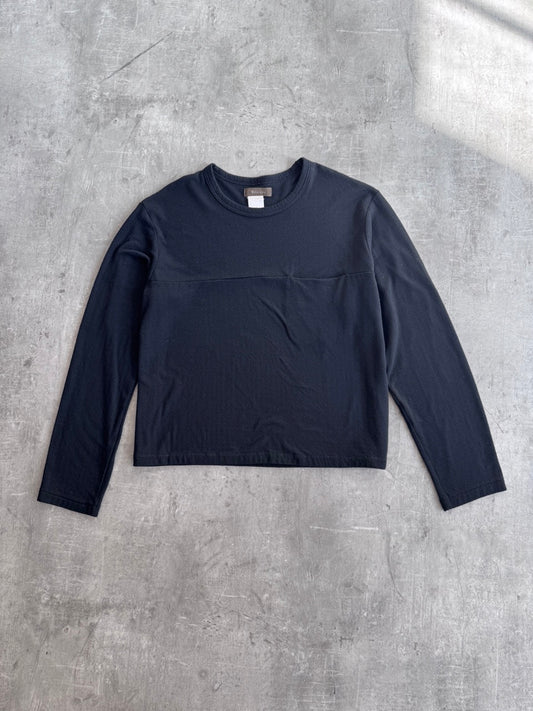 Yohji Yamamoto Long Sleeve Black Cotton Pocket Tee